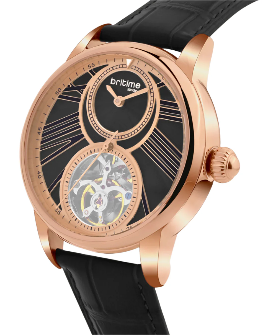 Britime Eclipse Black Dial Leather Textured Straps Analogue Automatic Watch 675-L30406 - Image 2