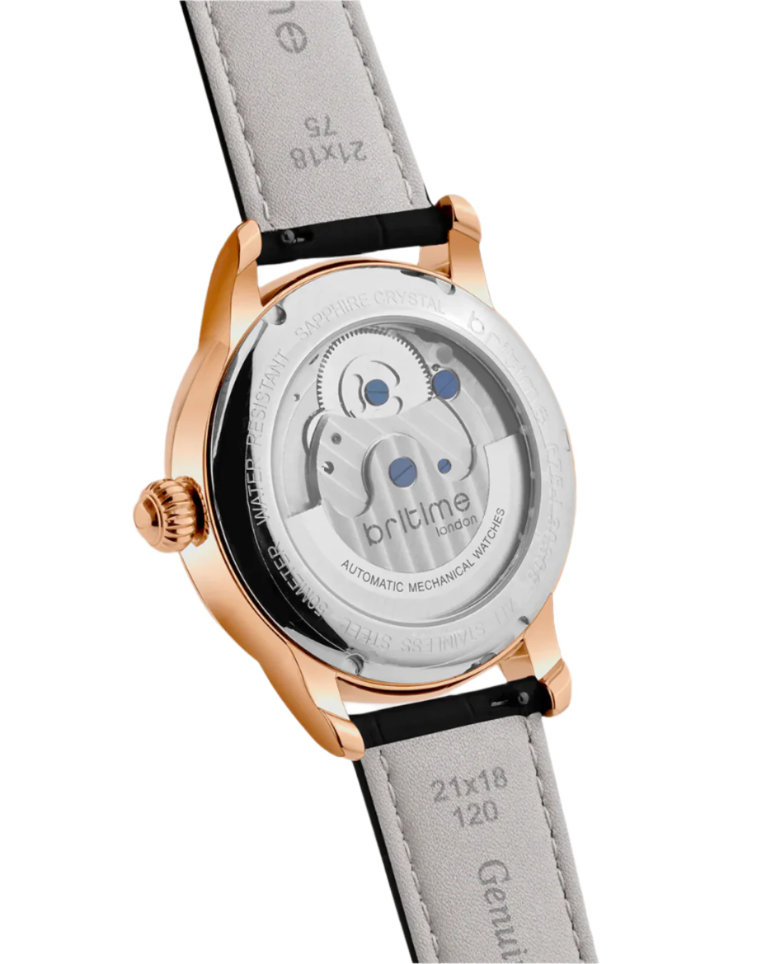 Britime Eclipse Black Dial Leather Textured Straps Analogue Automatic Watch 675-L30406 - Image 4