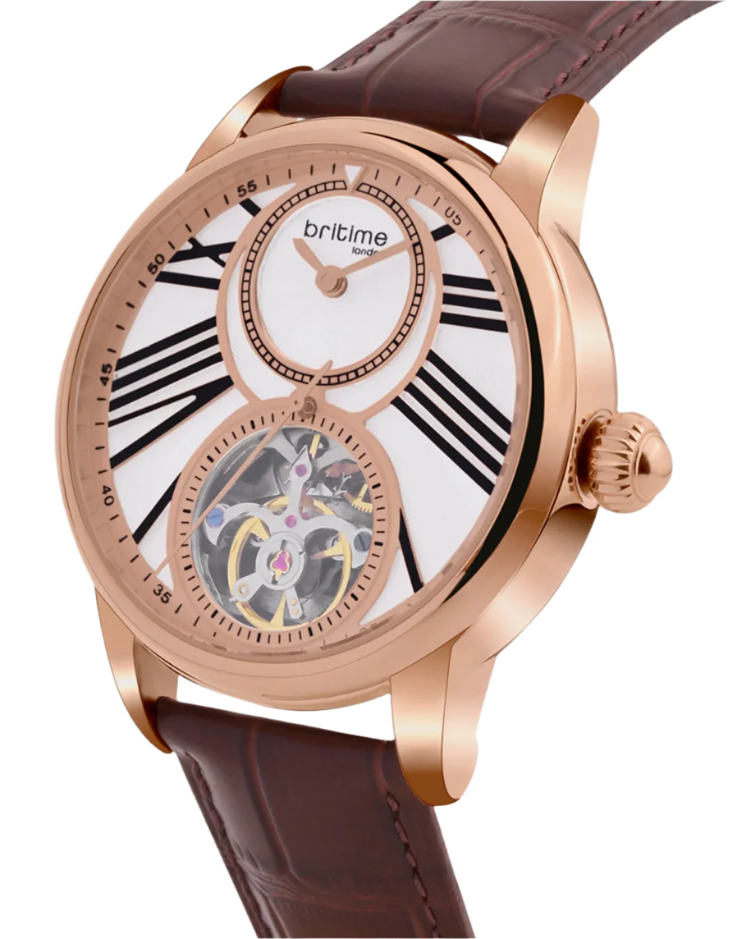 Britime Eclipse Rose Gold Dial Leather Straps Analogue Automatic Watch 675-L30308 - Image 2