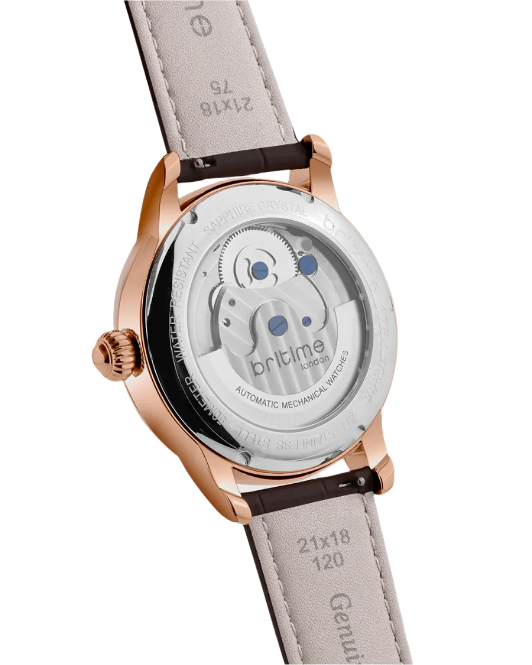Britime Eclipse Rose Gold Dial Leather Straps Analogue Automatic Watch 675-L30308 - Image 4