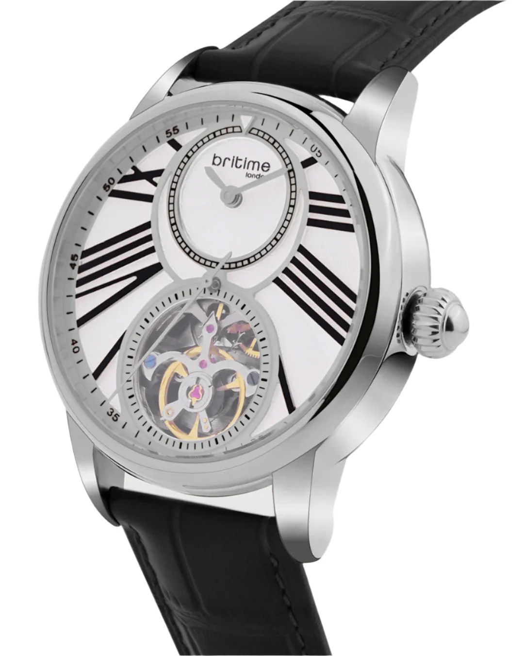 Britime Eclipse Silver Dial With Leather Strap Automatic Watch 675-L10306 - Image 2