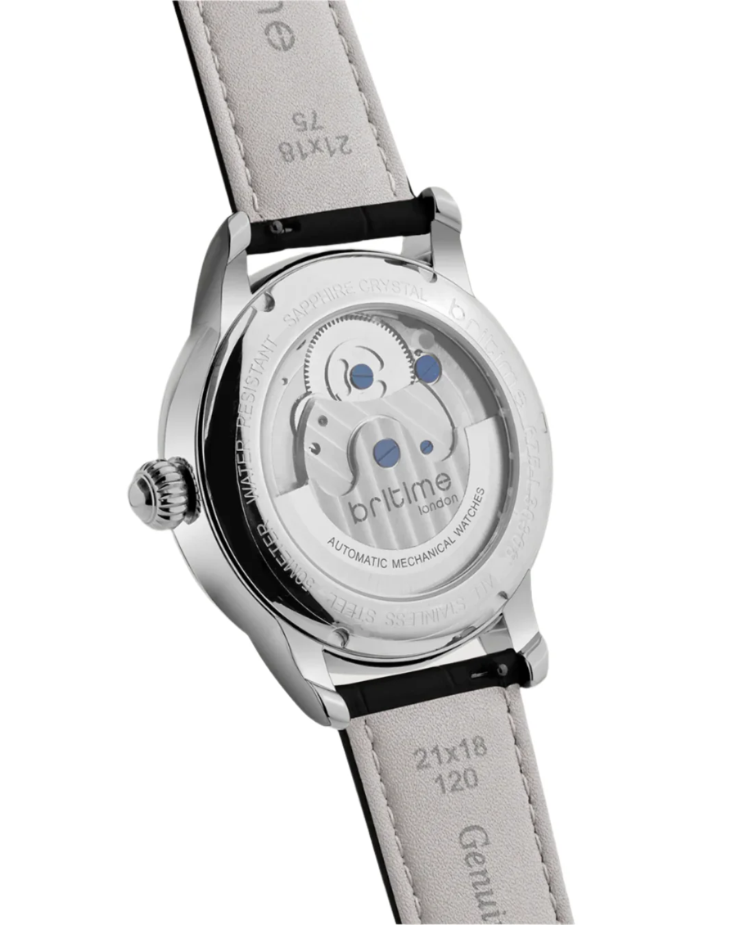 Britime Eclipse Silver Dial With Leather Strap Automatic Watch 675-L10306 - Image 4