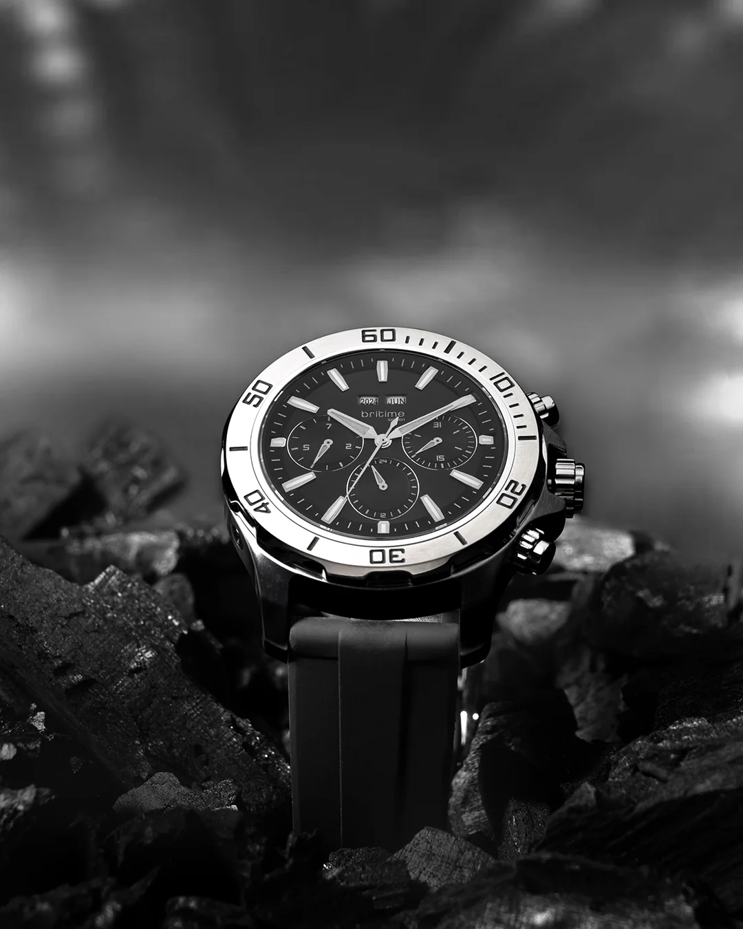 Britime Equinox Men Automatic Black Dial Multi-Function Leather Watch 562-P10406 - Image 5
