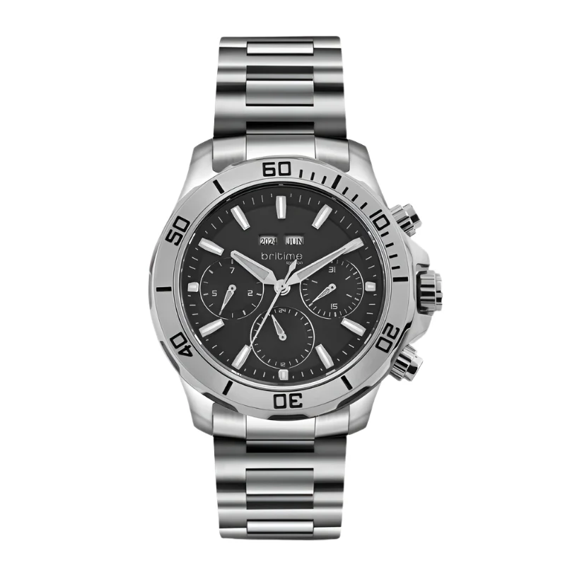 Britime Equinox Men Automatic Black Dial Multi-Function Stainless steel Watch 562-M10401