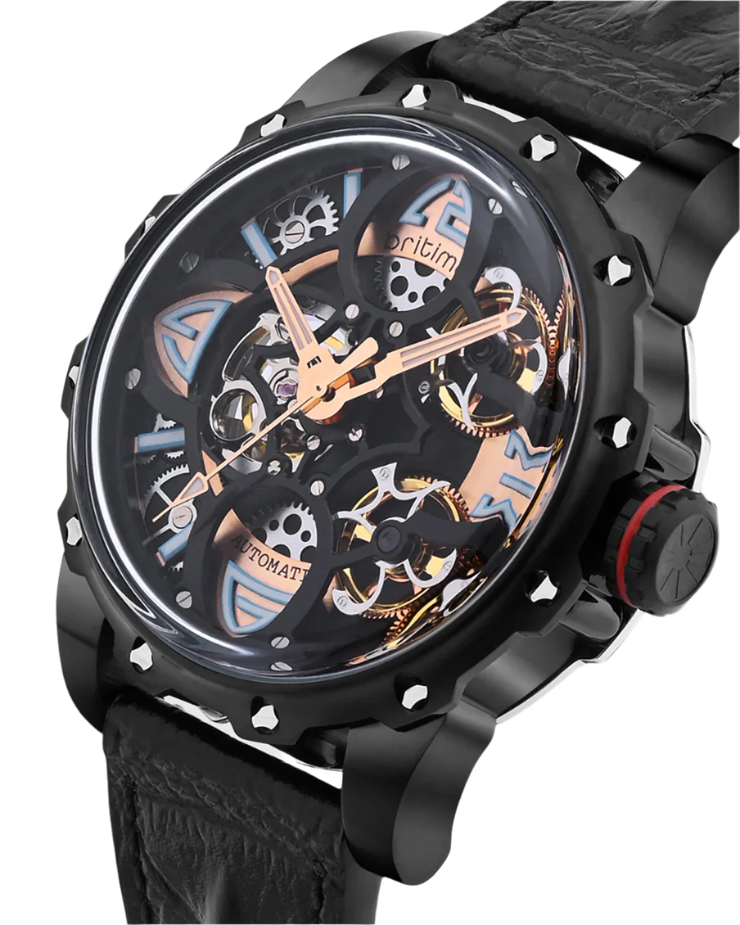 Britime Era Men Automatic Black Dial Analog Leather Strap Watch 147-L40406 - Image 2