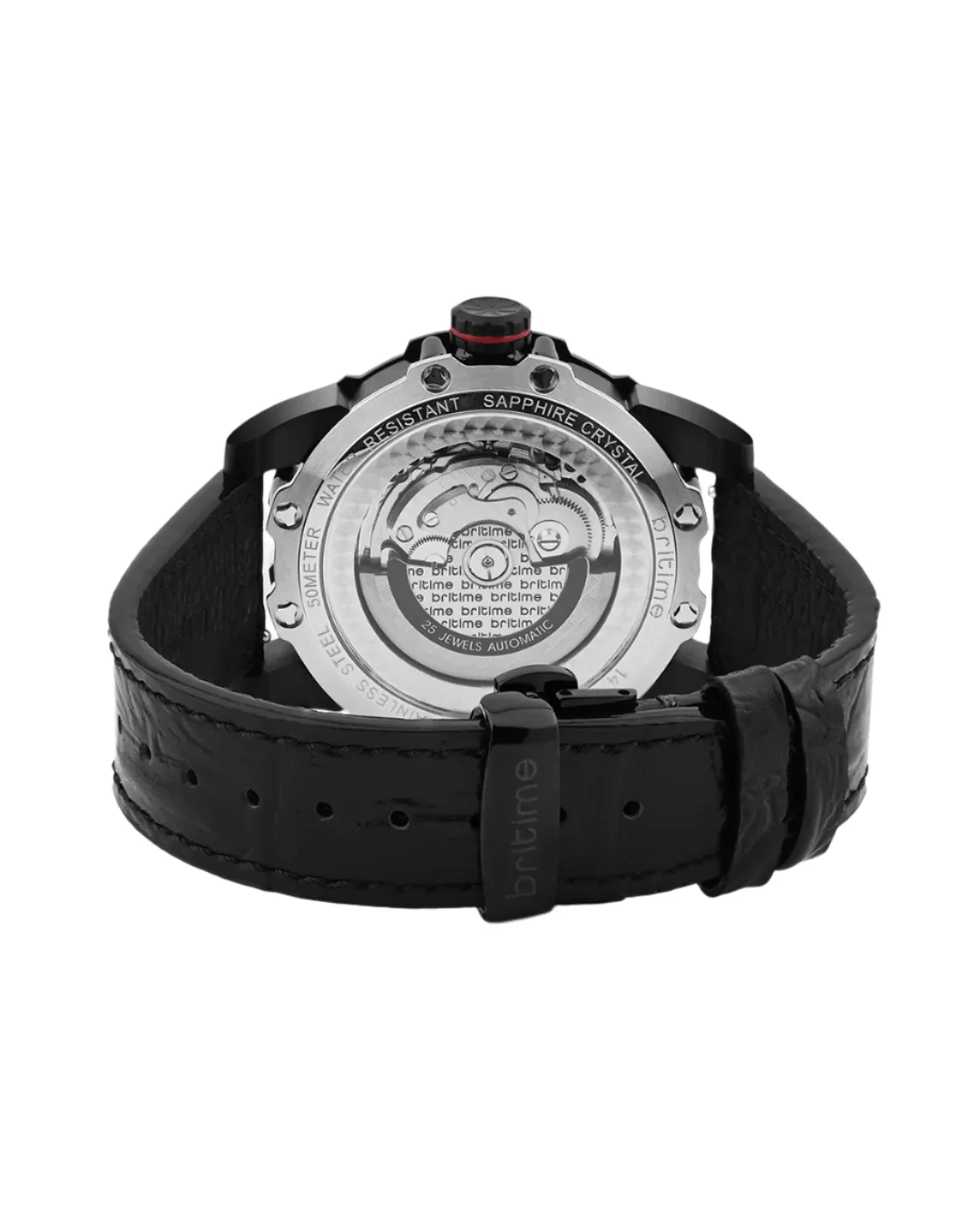 Britime Era Men Automatic Black Dial Analog Leather Strap Watch 147-L40406 - Image 3