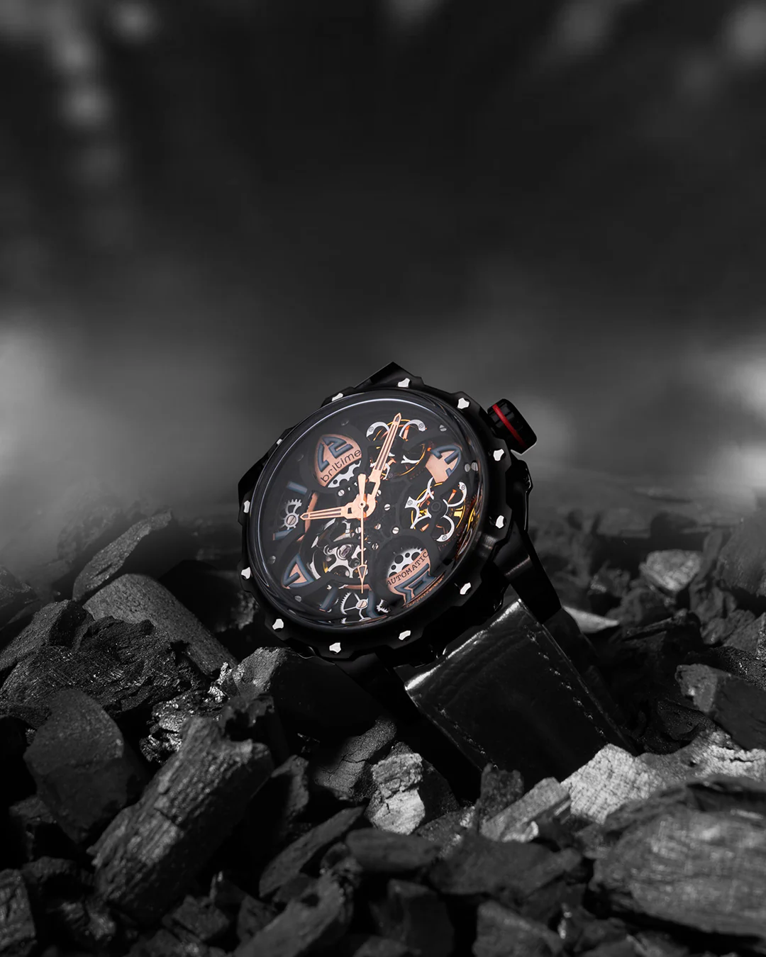 Britime Era Men Automatic Black Dial Analog Leather Strap Watch 147-L40406 - Image 5