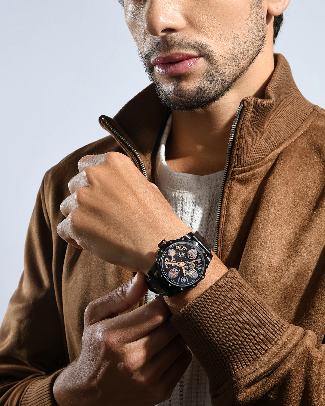 Britime Era Men Automatic Black Dial Analog Leather Strap Watch 147-L40406 - Image 6