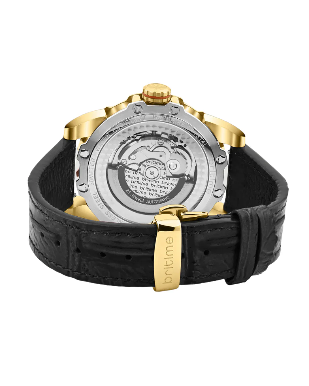 Britime Era Men Automatic Silver Dial Analog Leather Watch 147-L20306 - Image 4