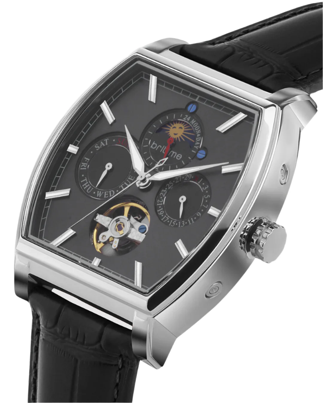 Britime Galaxy Men Automatic Silver Dial Multi-Function Leather Watch 985-L10406 - Image 2