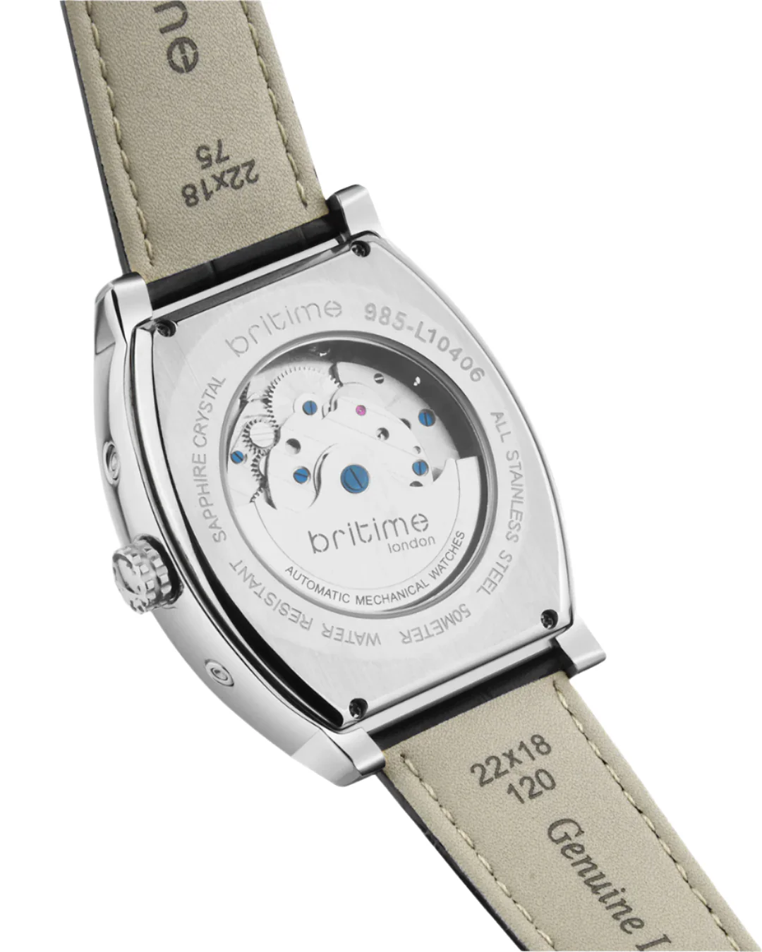 Britime Galaxy Men Automatic Silver Dial Multi-Function Leather Watch 985-L10406 - Image 3