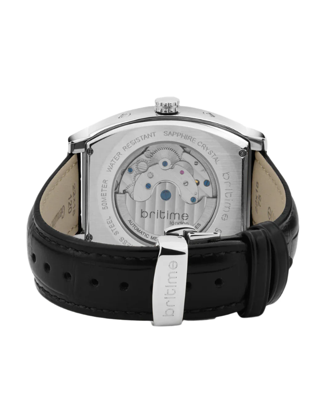 Britime Galaxy Men Automatic Silver Dial Multi-Function Leather Watch 985-L10406 - Image 4