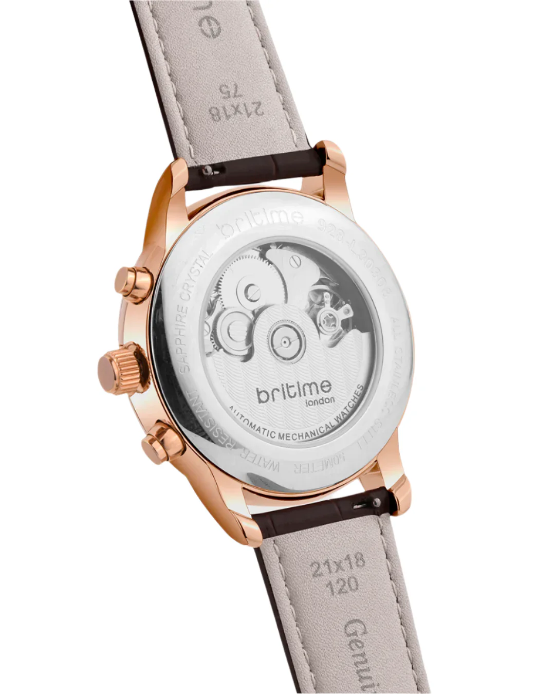 Britime Magna Men Automatic White Dial Analog Leather Strap Watch 928-L30308 - Image 3