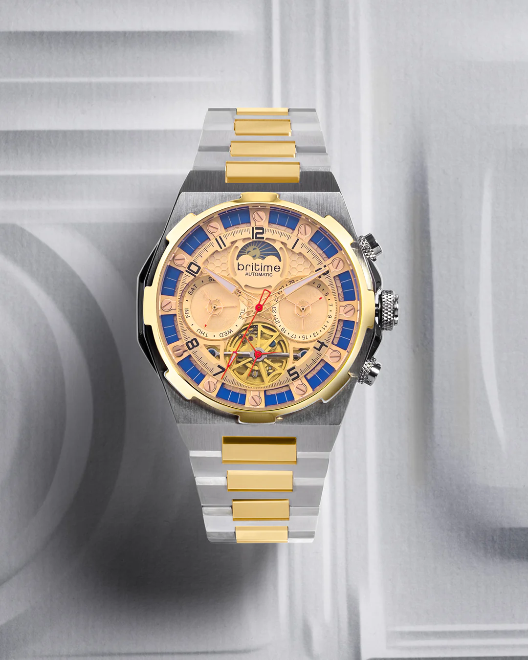 Britime Taurus Gold Dial Multifunction Automatic Men's Watch - 489-M20804 - Image 5