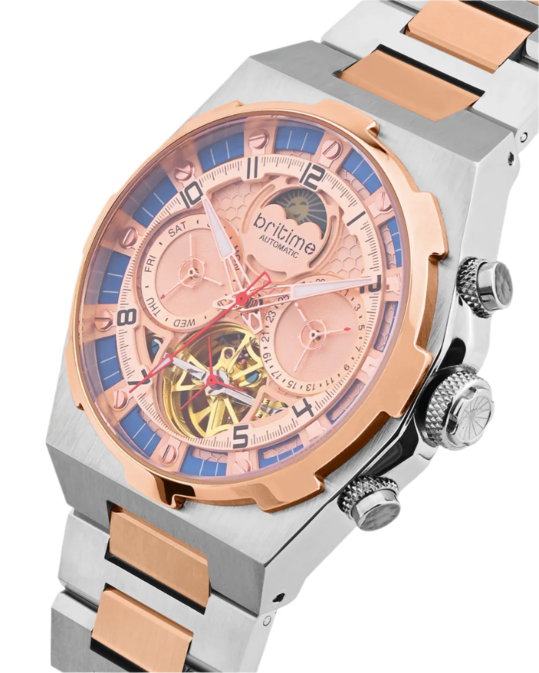 Britime Taurus Rose Gold Dial Multifunction Analog Men's Watch - 489-M30705 - Image 2