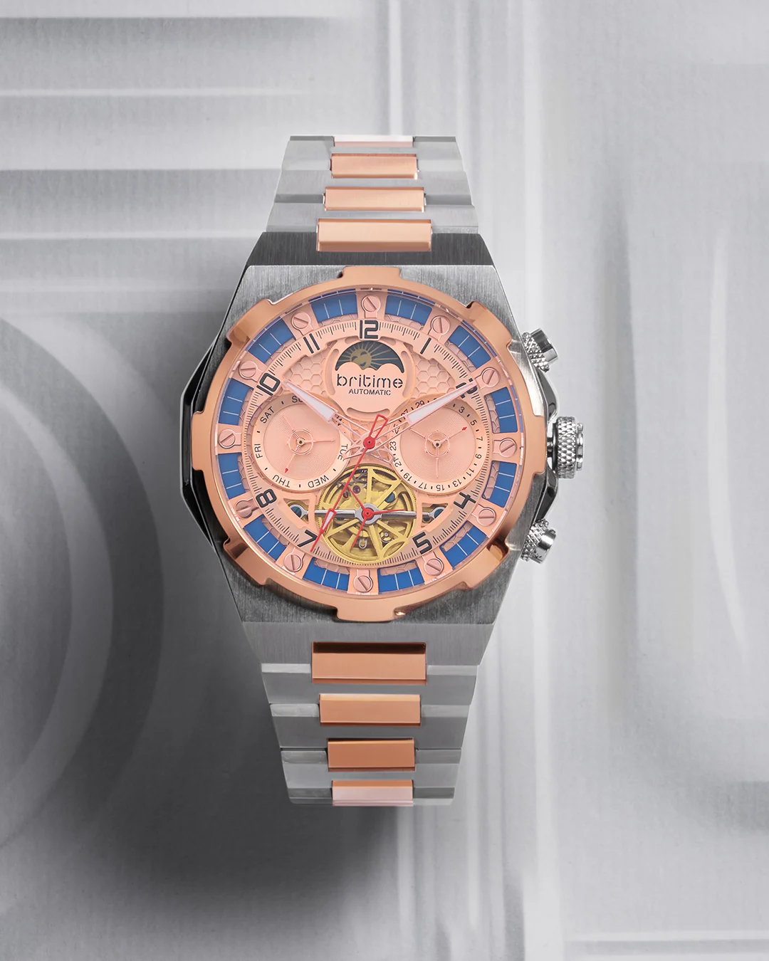 Britime Taurus Rose Gold Dial Multifunction Analog Men's Watch - 489-M30705 - Image 5