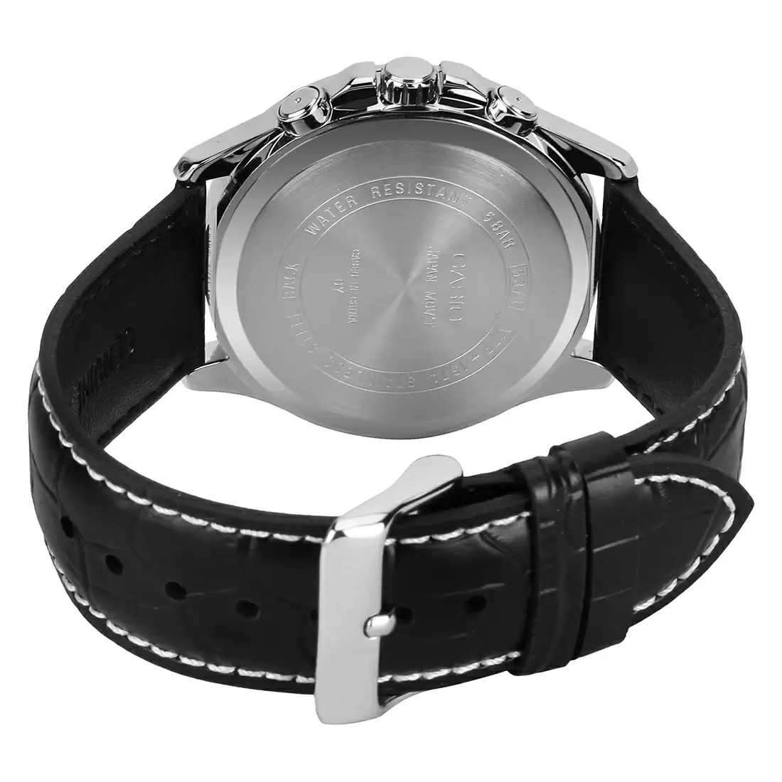 Casio A834 ENTICER MEN MTP-1374L-1AVDF Black Leather Watch - Image 4