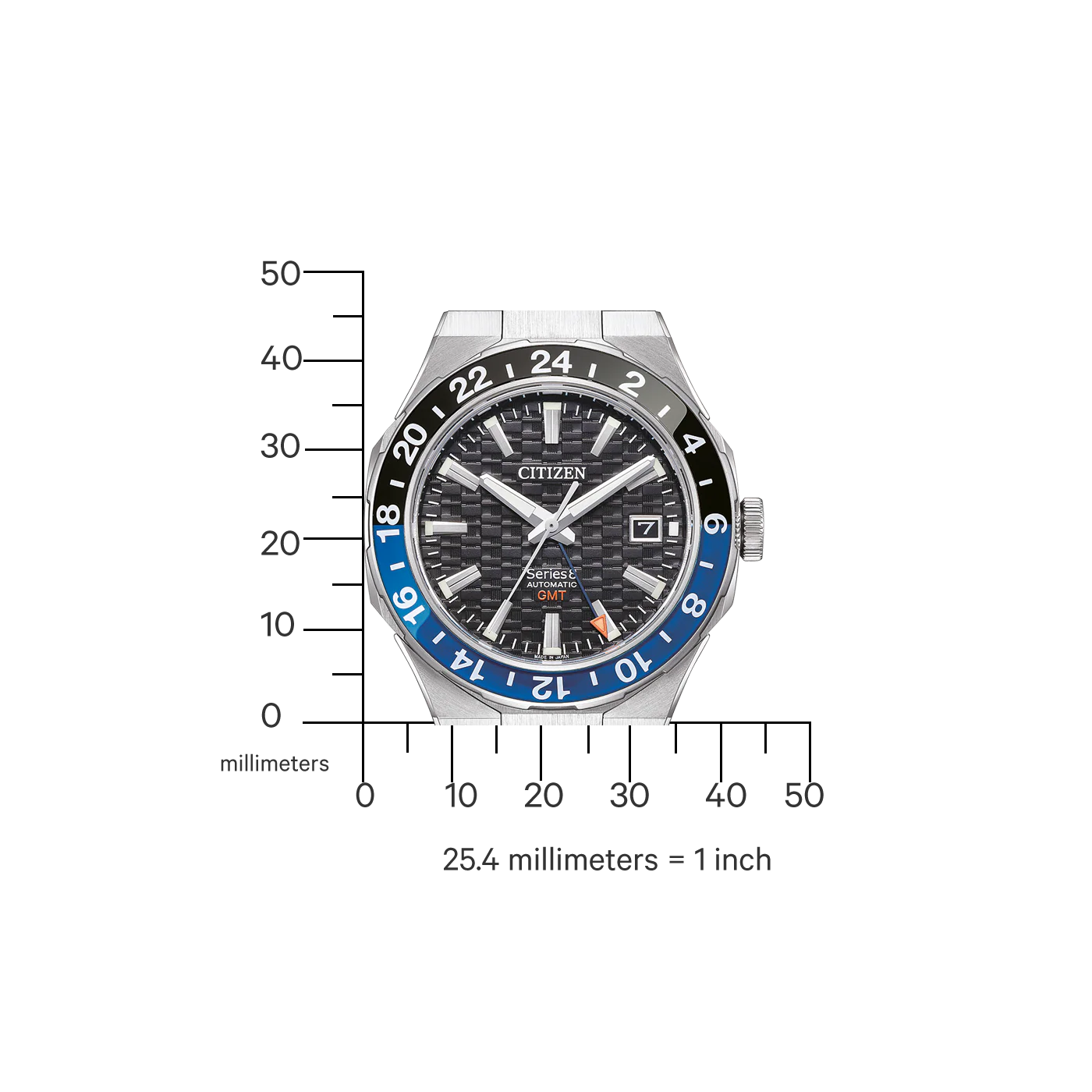 Citizen Series 8 Black Dial GMT Automatic Men's Watch - NB6031-56E - Image 4