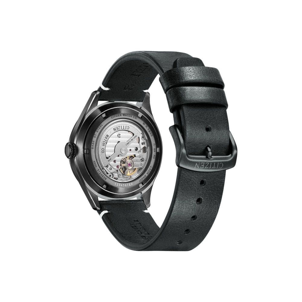 Citizen Black Dial With Leather Strap Automatic Men Watch - NH8395-00E - Image 2