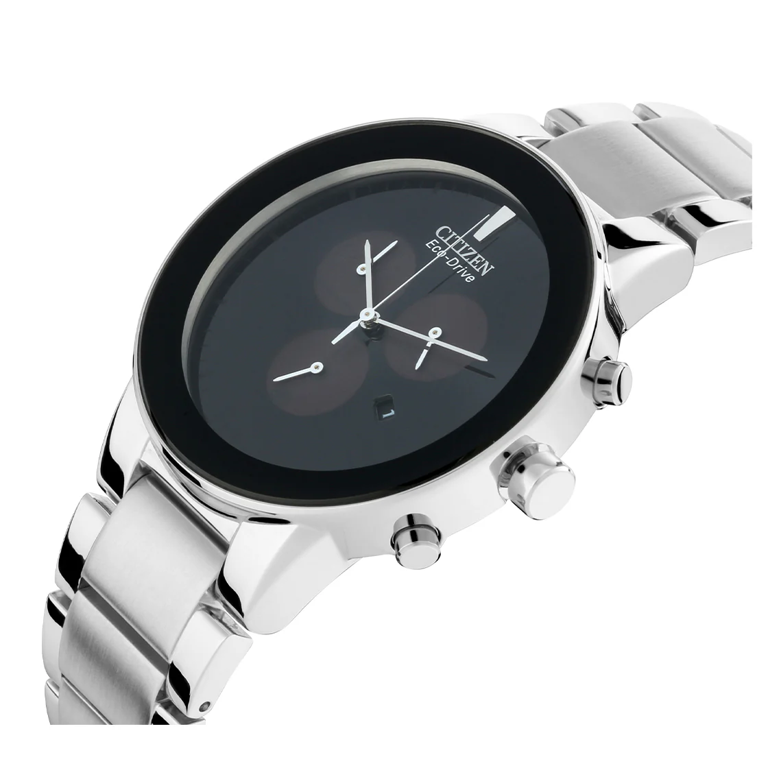 Citizen Eco-Drive 43mm Black Dial St Steel Bracelet Men's Watch - AT2240-51E - Image 2