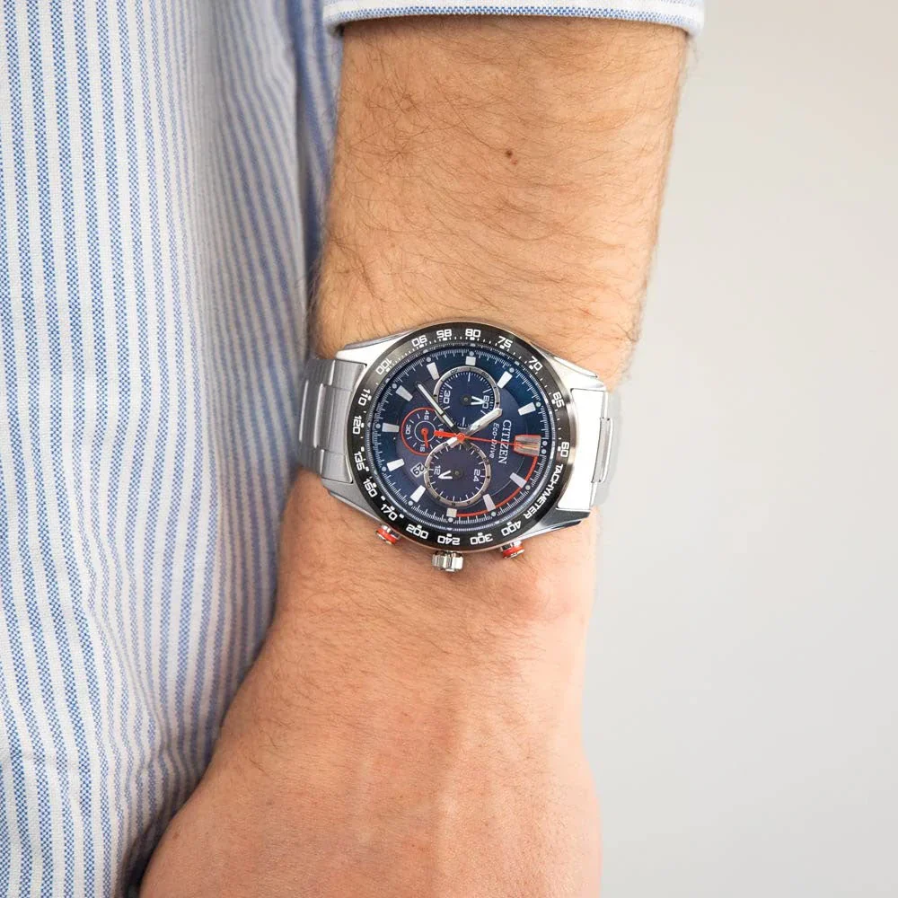 Citizen Eco-Drive Blue Dial Analog Chronograph Men's Watch CA4486-82L - Image 4