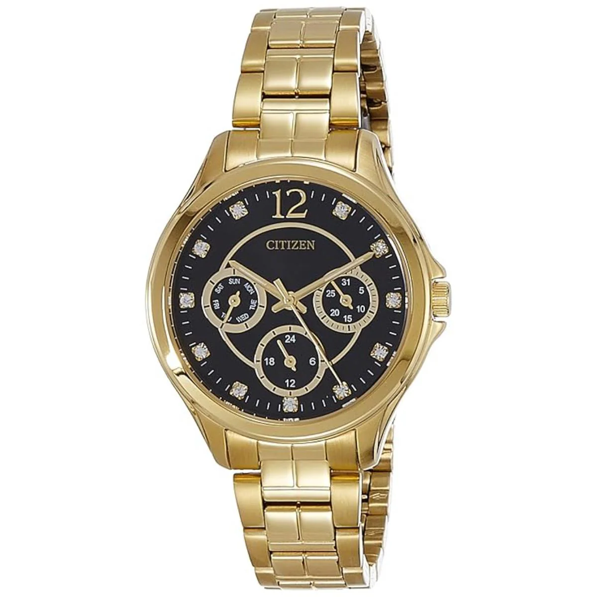 Citizen Quartz Black Round Dial Analog Watch For Women ED8142-51E