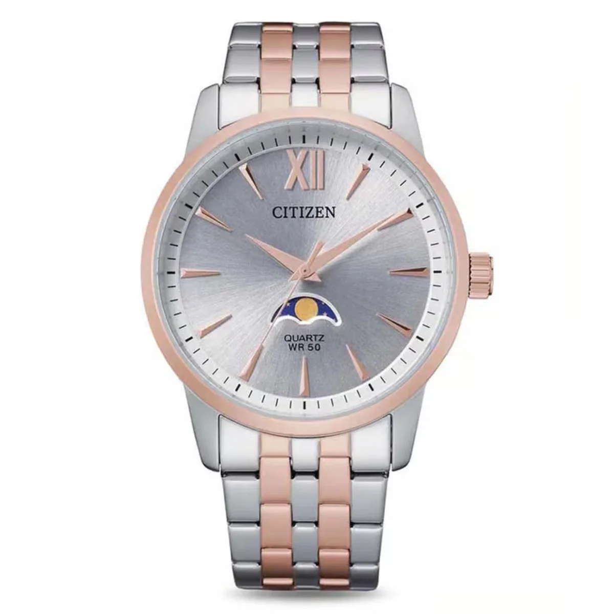 Citizen Quartz Moonphase Silver Dial Analog Watch For Men AK5006-58A