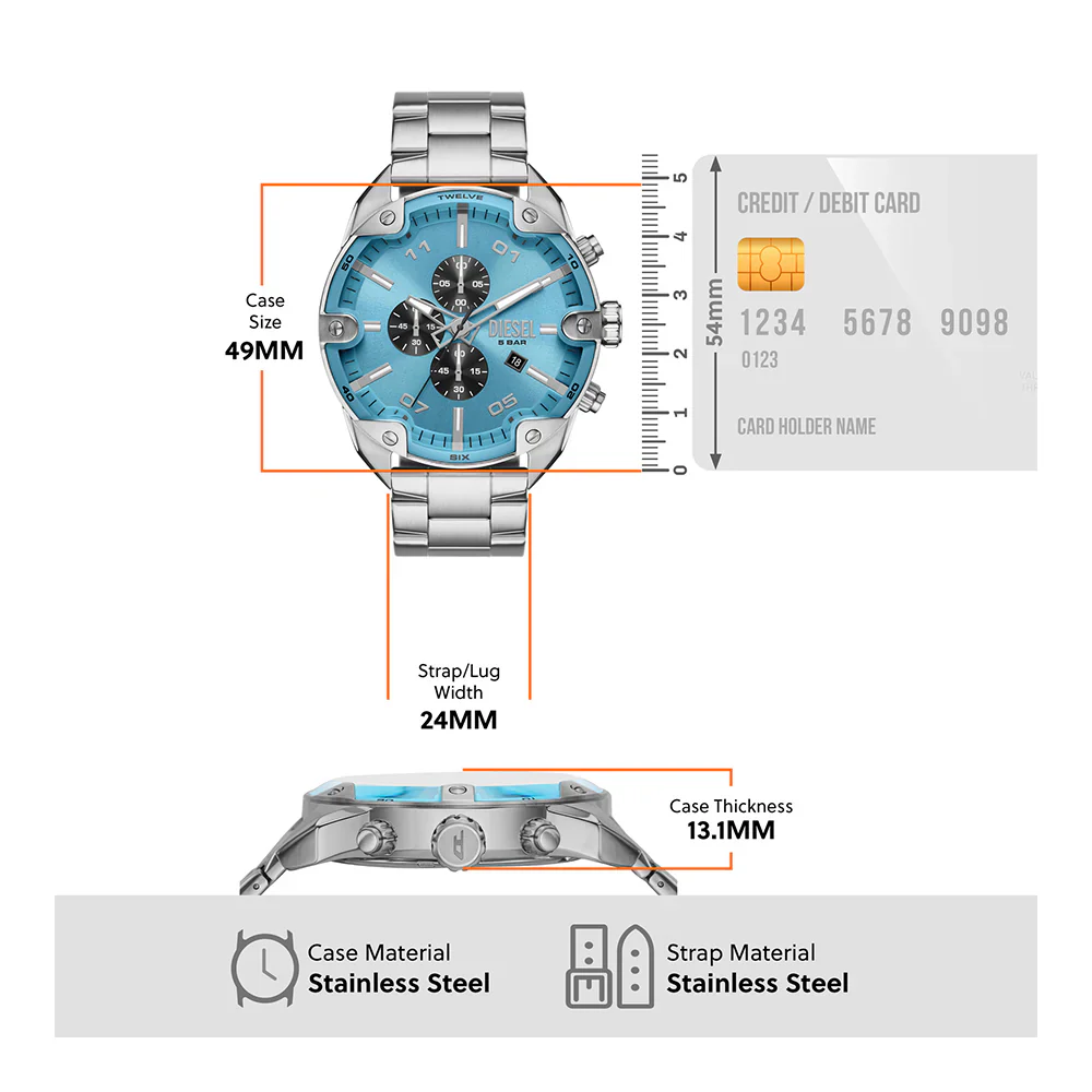Diesel Chronograph Blue Dial Analog Men's Watch DZ4655 - Image 4
