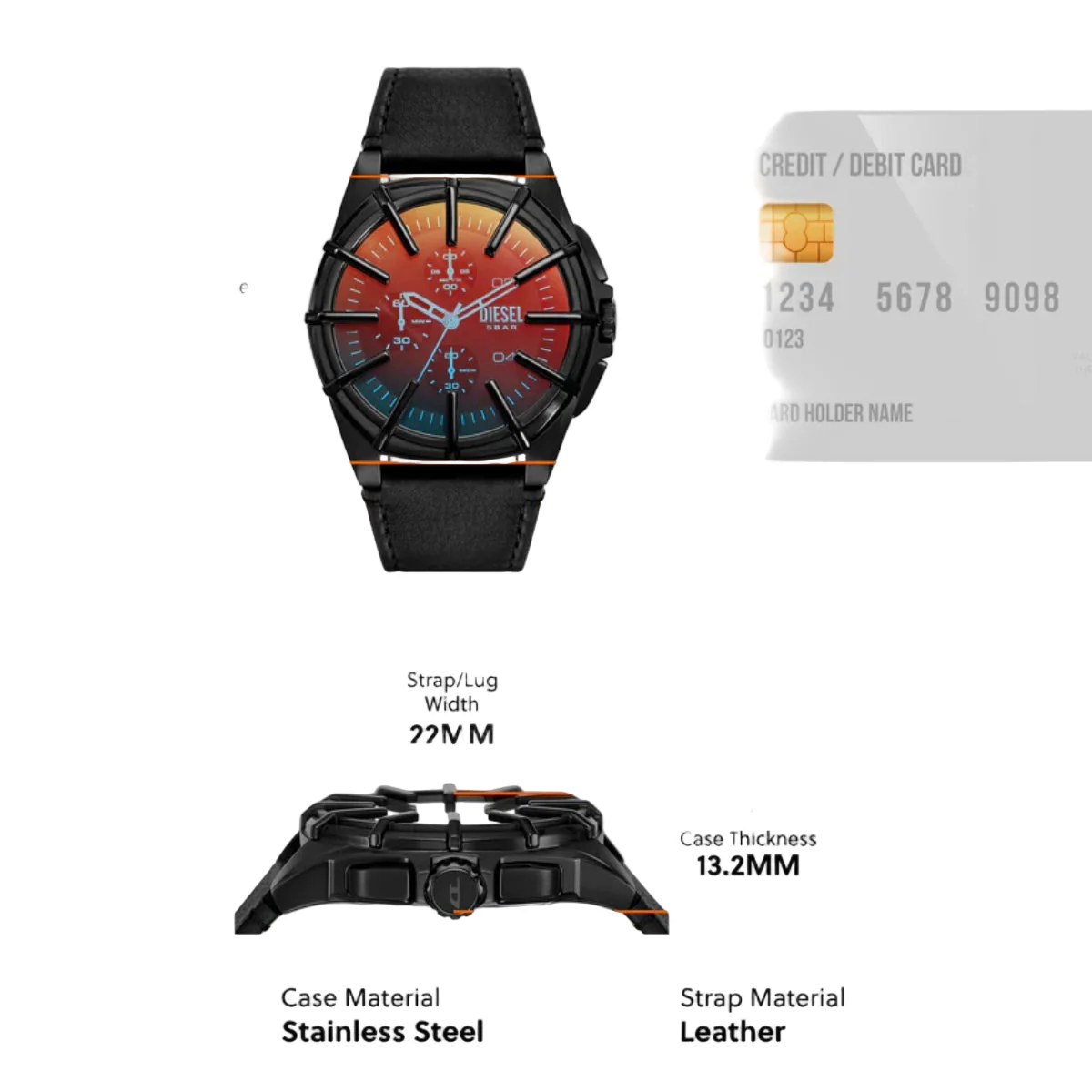 Diesel Framed Multi Colour Dial Chronograph Analog Watch for Men DZ4658 - Image 5