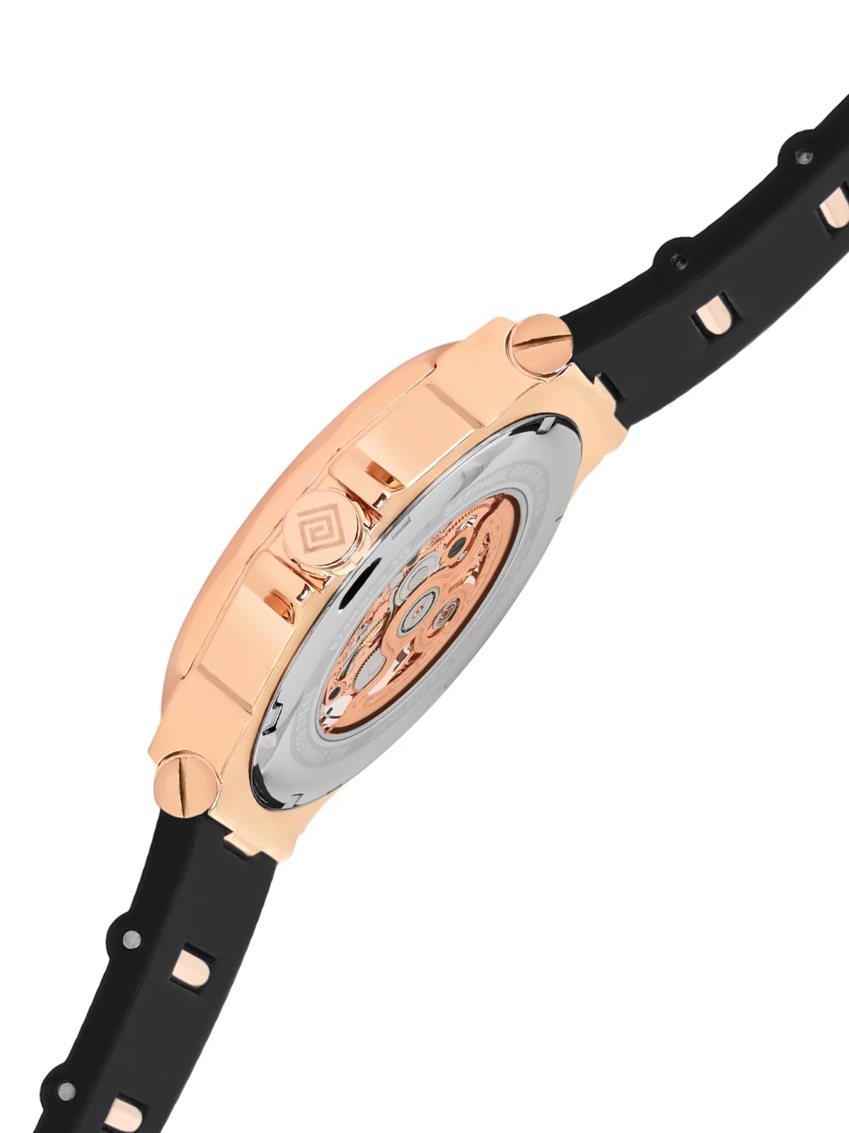 D'SIGNER Rose Gold Dial Black Silicon Strap Automatic Men's Watch - Image 3