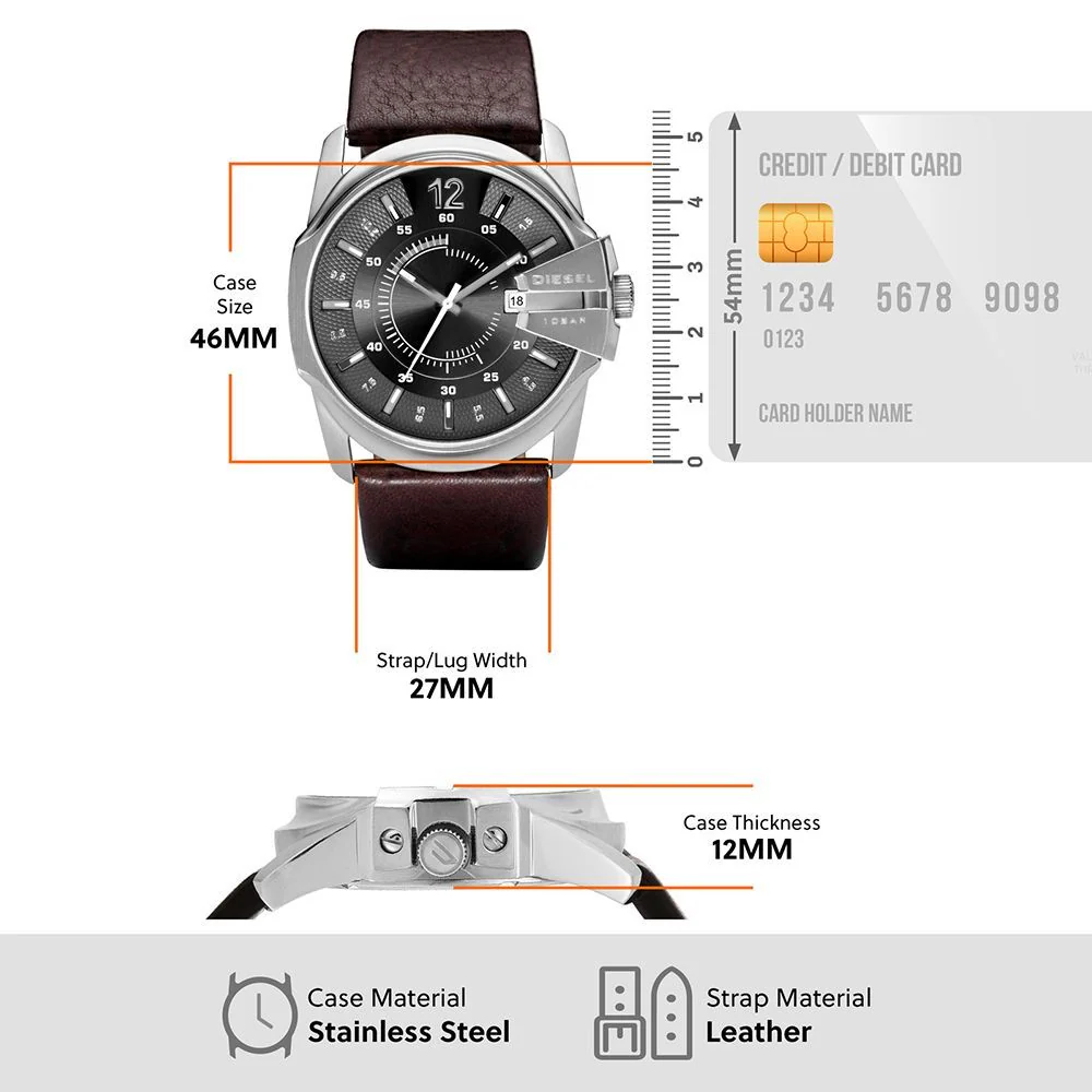 DZ1206 Diesel | Leather Analog Black Dial Men Watch - Image 5