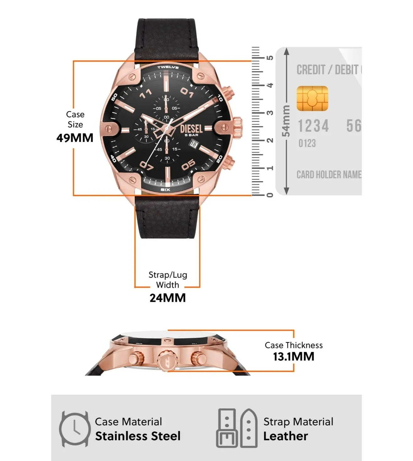 DZ4607 | DIESEL Spiked Chronograph Analog Watch for Men - Image 7