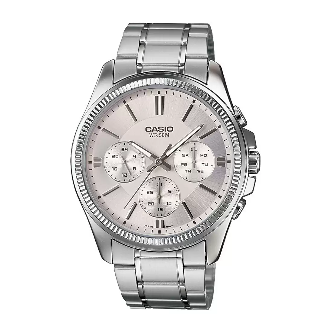 ENTICER MEN MTP-1375D-7AVDF Silver Multi-Dial Watch A837