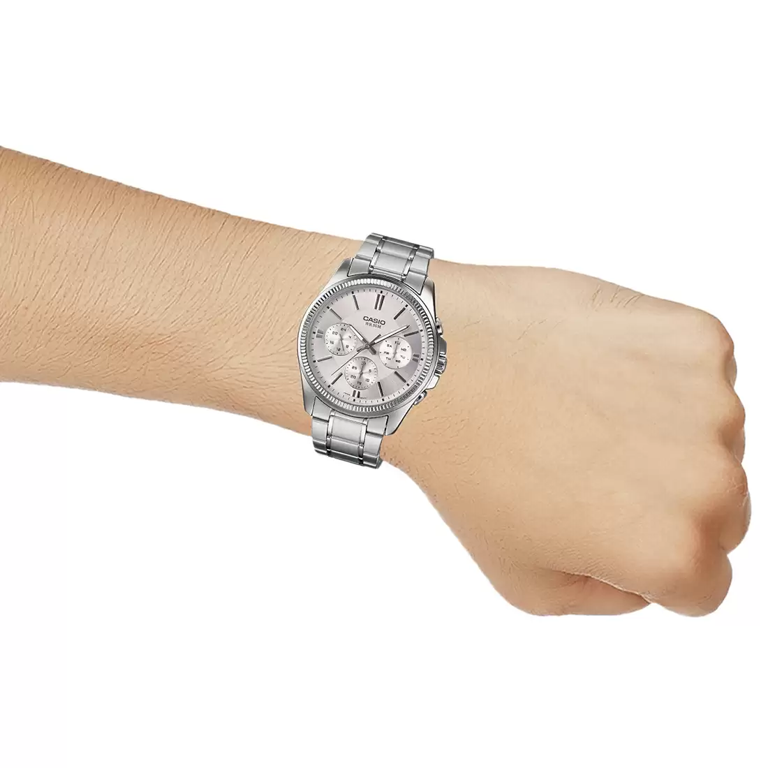 ENTICER MEN MTP-1375D-7AVDF Silver Multi-Dial Watch A837 - Image 5
