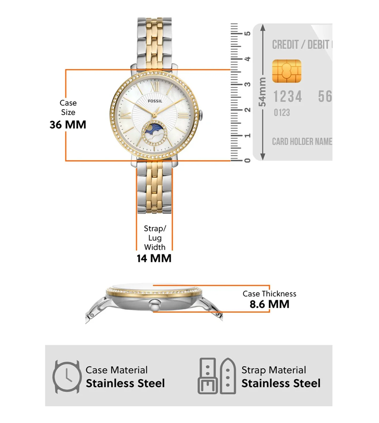 ES5166 FOSSIL | Mother of Pearl Dial Jacqueline Analog Watch (Women) - Image 4