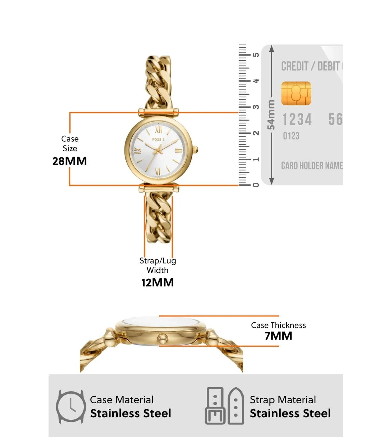 ES5329 FOSSIL | 28mm Silver Dial Carlie Analog Watch (Women) - Image 6