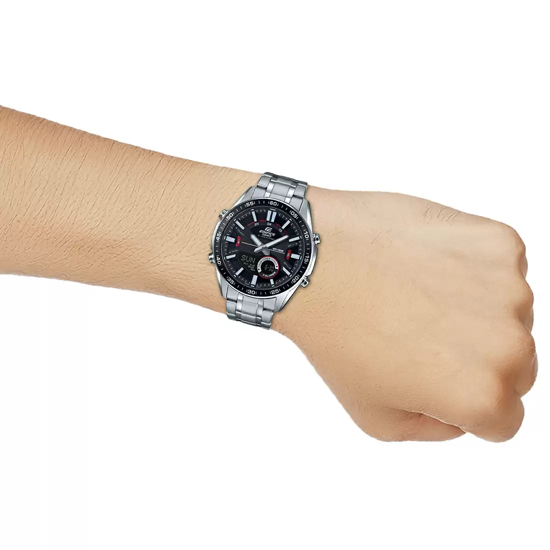 EX438 | CASIO Edifice Silver Analog-Digital - Men's Watch - Image 5