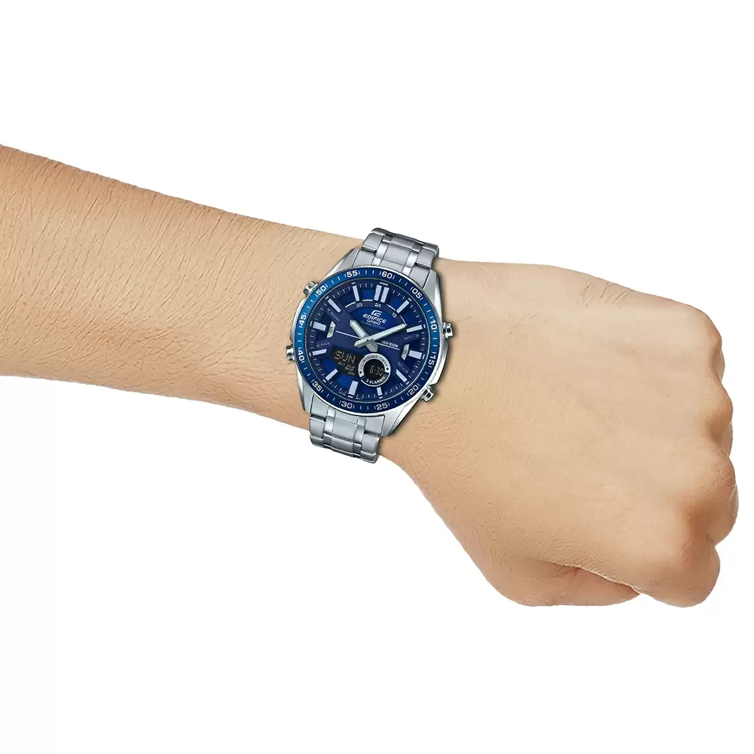EX440 | CASIO Edifice Silver Analog-Digital - Men's Watch - Image 5