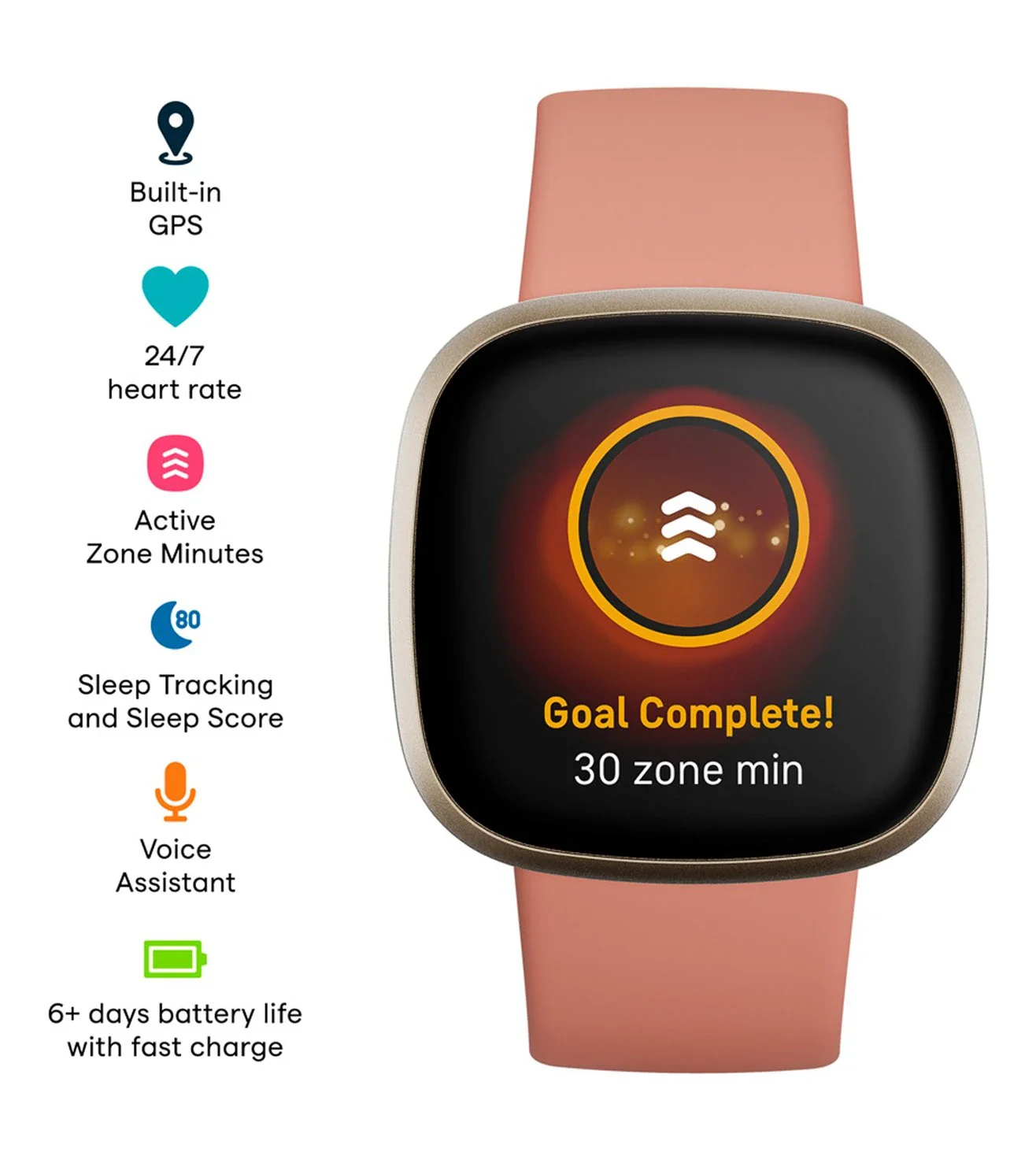 FB511GLPK | FITBIT Versa 3 Smart Watch for Unisex - Image 2