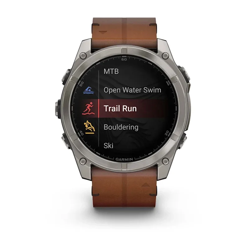 Fenix 8 51mm, AMOLED Sapphire, Titanium with Chestnut Leather Band - Image 10