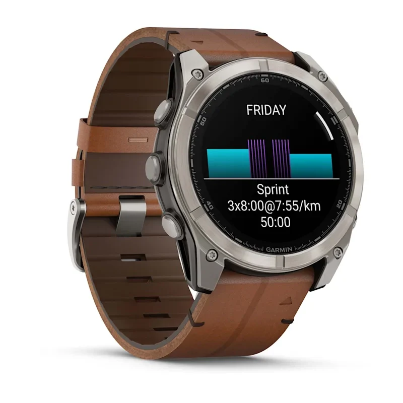 Fenix 8 51mm, AMOLED Sapphire, Titanium with Chestnut Leather Band - Image 2