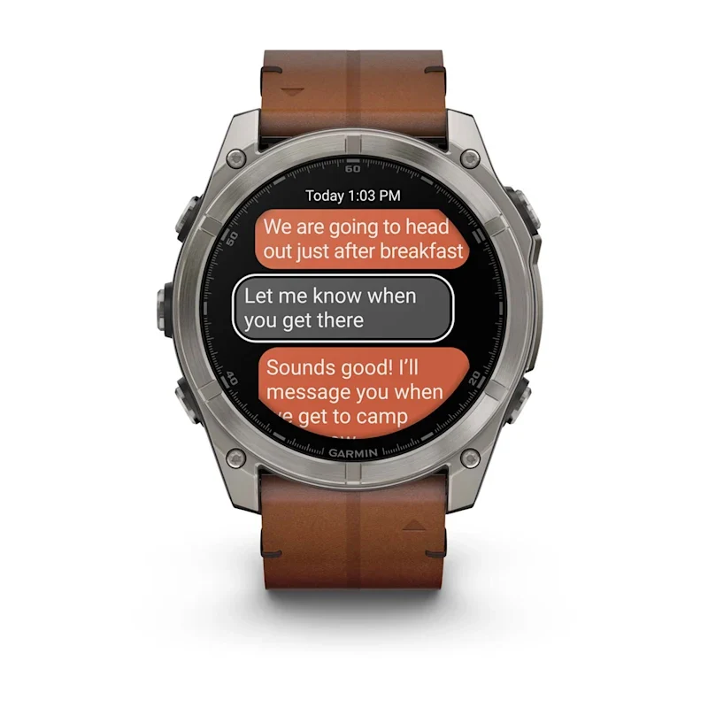 Fenix 8 51mm, AMOLED Sapphire, Titanium with Chestnut Leather Band - Image 3