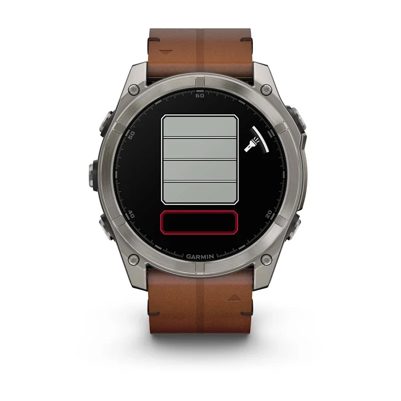 Fenix 8 51mm, AMOLED Sapphire, Titanium with Chestnut Leather Band - Image 4