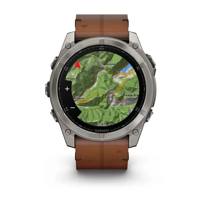 Fenix 8 51mm, AMOLED Sapphire, Titanium with Chestnut Leather Band - Image 6
