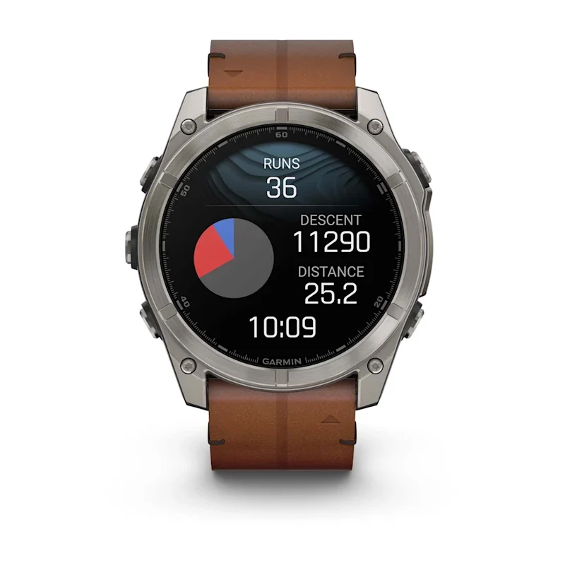 Fenix 8 51mm, AMOLED Sapphire, Titanium with Chestnut Leather Band - Image 7