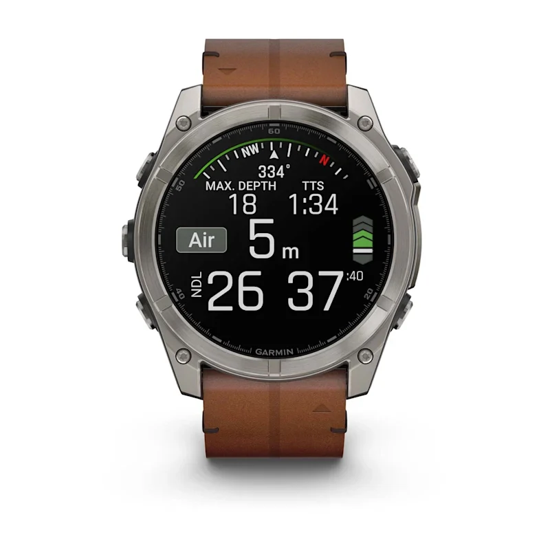 Fenix 8 51mm, AMOLED Sapphire, Titanium with Chestnut Leather Band - Image 9