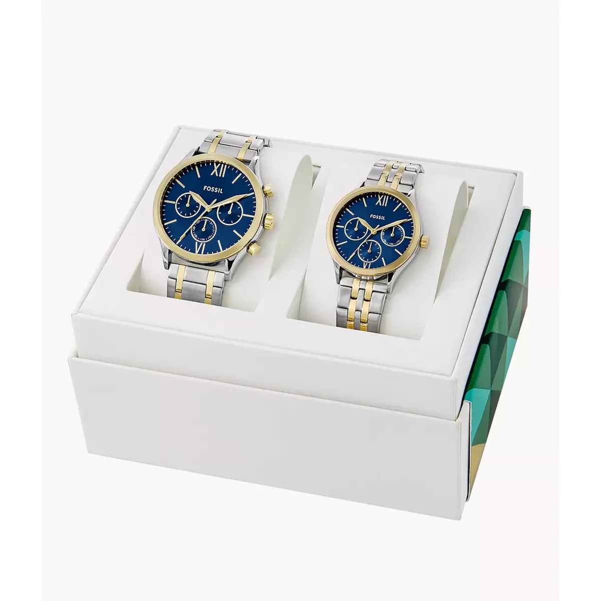 Fossil Fenmore Multifunction Blue Dial Analog Stainless Steel Couple Watch BQ2900SET - Image 4