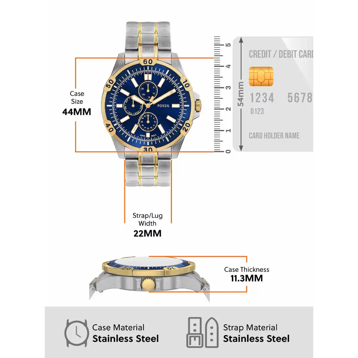 Fossil Garrett Quartz Blue Dial Multi-Function Watch For Men FS6146 - Image 4