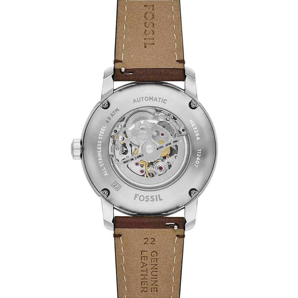 Fossil Heritage Automatic Cream Dial Analog Leather Strap Men Watch ME3264 - Image 5