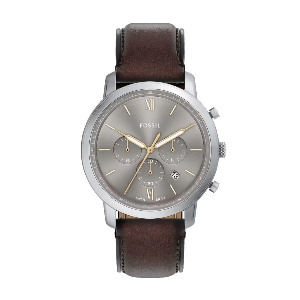 Fossil Neutra Quartz Grey Dial Chronograph Leather Strap Men Watch FS6129